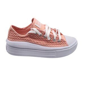 Converse All Star Shoes Youth Size 5.5 Pink Crochet Platform Lace Up Sneakers‎